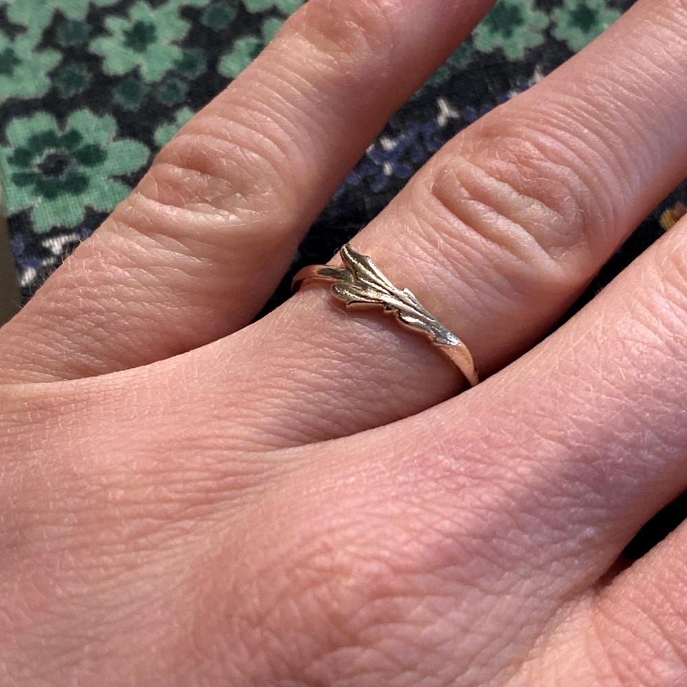 10k Yellow Gold Nature Inspired Twig Branch Ring - Picture 5 of 8